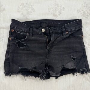 American Eagle Outfitters Dark Gray Distressed Jean Shorts